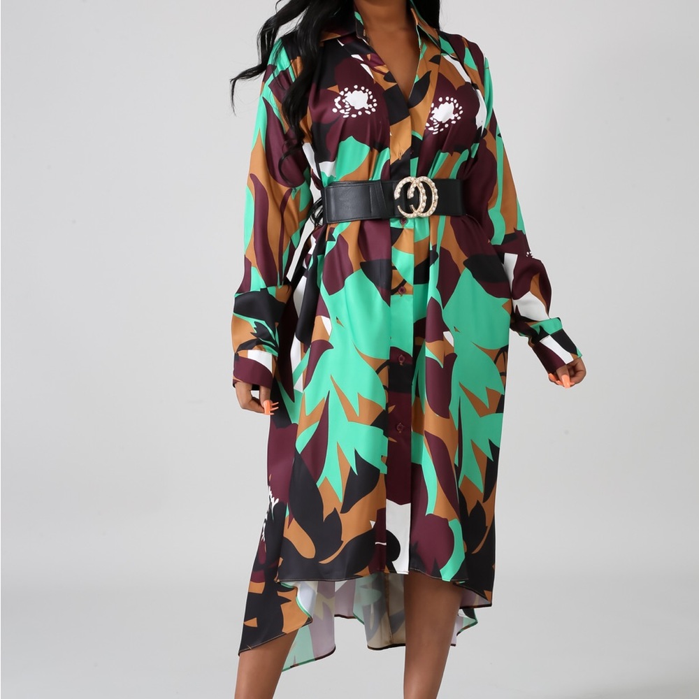 🌟HP🌟Dani Green & Brown Long Sleeve Dress👗 - Picture 4 of 15